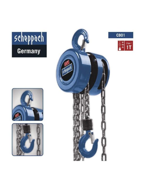 PARANCO MANUALE A CATENA ALZATA METRI 3 SOLLEVAMENTO 1000 KG SCHEPPACH CB01